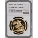 2010 Gold 5 Pounds (5 Sovereigns) Proof NGC PF 70 ULTRA CAMEO