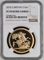 2010 Gold 5 Pounds (5 Sovereigns) Proof NGC PF 70 ULTRA CAMEO