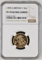 1990 Gold Sovereign Proof NGC PF 70 ULTRA CAMEO