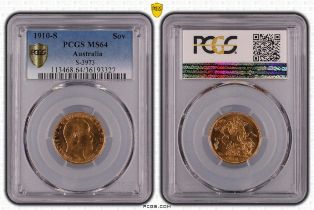 1910 S Gold Sovereign PCGS MS64