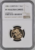 1981 Gold Sovereign Proof NGC PF 70 ULTRA CAMEO