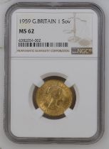 1959 Gold Sovereign NGC MS 62