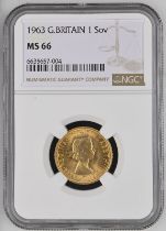 1963 Gold Sovereign NGC MS 66