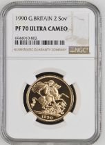 1990 Gold 2 Pounds (Double Sovereign) Proof NGC PF 70 ULTRA CAMEO