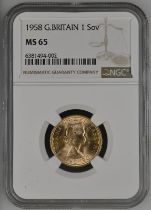 1958 Gold Sovereign NGC MS 65