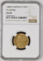 1886 M Gold Sovereign St George NGC AU 58