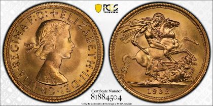 1968 Gold Sovereign PCGS MS65