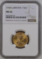 1958 Gold Sovereign NGC MS 66