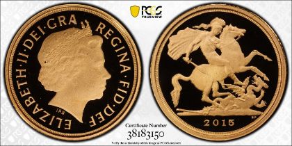 2015 Gold 1/4 Sovereign Fourth Portrait Proof PCGS PR70 DCAM
