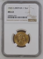 1965 Gold Sovereign NGC MS 63