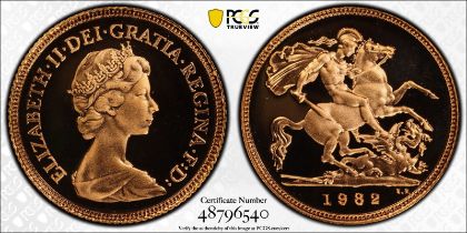 1982 Gold Half-Sovereign Proof PCGS PR69 DCAM