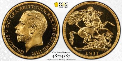 1911 Gold 2 Pounds (Double Sovereign) Proof PCGS PR66 CAM