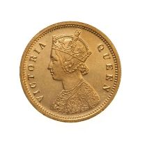 India: British Victoria 1875 Gold 1 Mohur PCGS MS61