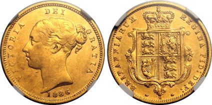1886 M Gold Half-Sovereign Equal-finest NGC AU 53