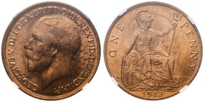 1913 Bronze Penny NGC MS 63 RD