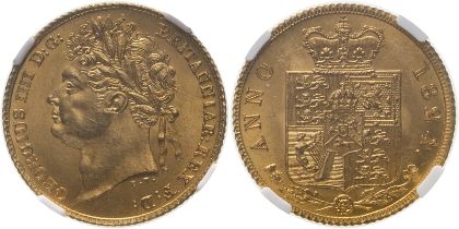 1824 Gold Half-Sovereign NGC MS 65