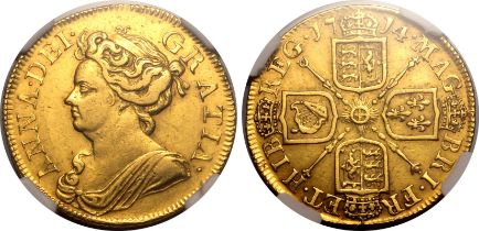 1714 Gold Guinea NGC AU 55