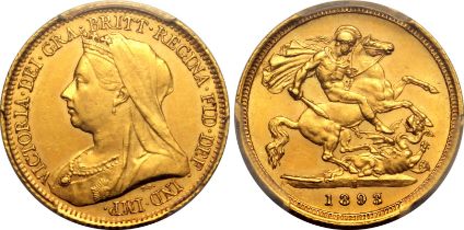 1893 S Gold Half-Sovereign PCGS MS61