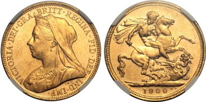 1900 M Gold Sovereign Single Finest in PL NGC MS 62 PL
