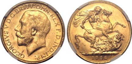 1926 P Gold Sovereign NGC MS 62