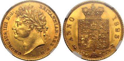 1823 Gold Half-Sovereign NGC MS 61