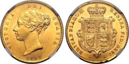 1863 Gold Half-Sovereign No die number NGC UNC Details