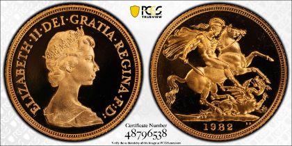 1982 Gold Sovereign Proof PCGS PR69 DCAM