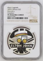 2020 Silver 2 Pounds (1 oz.) Music Legends - Elton John Proof NGC PF 70 ULTRA CAMEO Box & COA