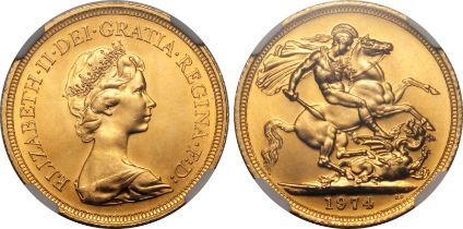 1974 Gold Sovereign NGC MS 66