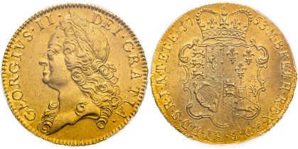 1753 Gold 5 Guineas PCGS AU58