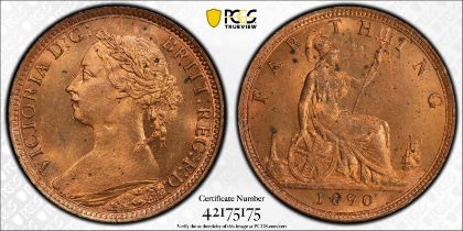 1890 Bronze Farthing PCGS MS64 RD