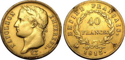 France Napoleon I 1813 A Gold 40 Francs Ex-mount