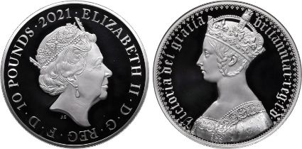 2021 Silver 10 Pounds (10 oz.) Gothic Portrait Proof Box & COA