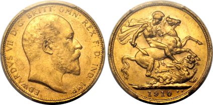 1910 M Gold Sovereign PCGS MS63