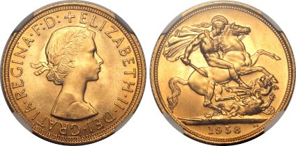 1958 Gold Sovereign NGC MS 65