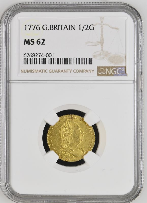 1776 Gold Half-Guinea Single Finest NGC MS 62 - Image 2 of 3