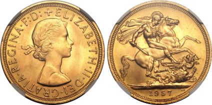 1957 Gold Sovereign NGC MS 65