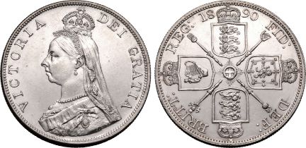 1890 Silver Double Florin Extremely fine, hairlines