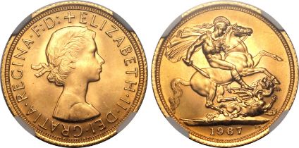 1967 Gold Sovereign NGC MS 66