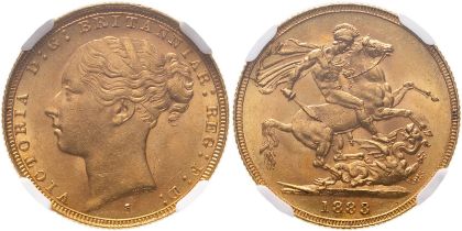 1883 S Gold Sovereign St George Equal-finest NGC MS 63