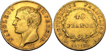 France Napoleon I An 13 (1804) A Gold 40 Francs Very fine