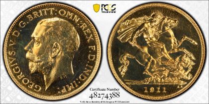 1911 Gold Half-Sovereign Proof PCGS PR64