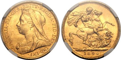 1894 Gold Sovereign NGC MS 63