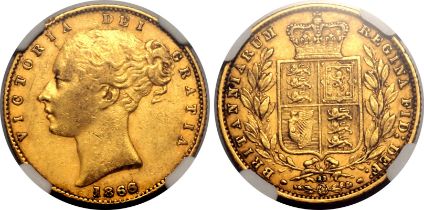 1866/5 Gold Sovereign NGC AU 53