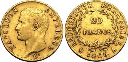 France Napoleon I 1806 A Gold 20 Francs About very fine