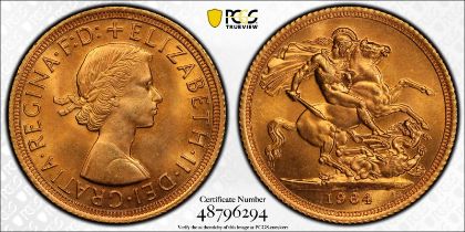 1964 Gold Sovereign PCGS MS65