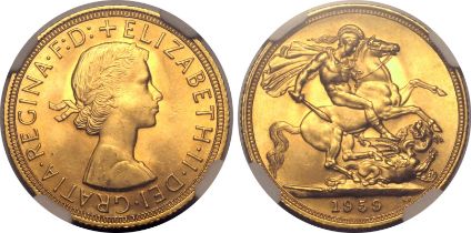 1959 Gold Sovereign NGC MS 66