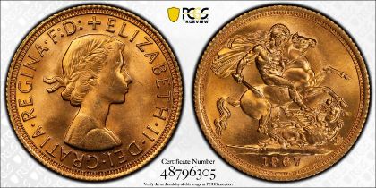 1967 Gold Sovereign PCGS MS65