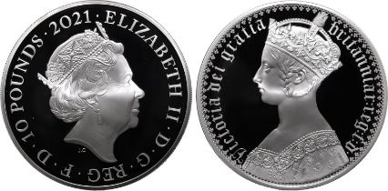 2021 Silver 10 Pounds (5 oz.) Gothic Portrait Proof Box & COA
