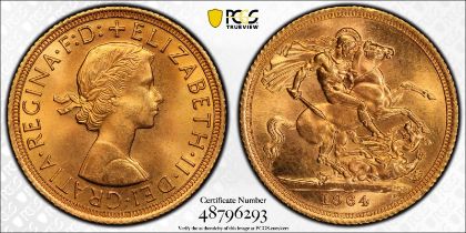 1964 Gold Sovereign PCGS MS64